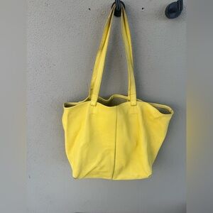Anthropologie Willa Leather Tote Bag Yellow
